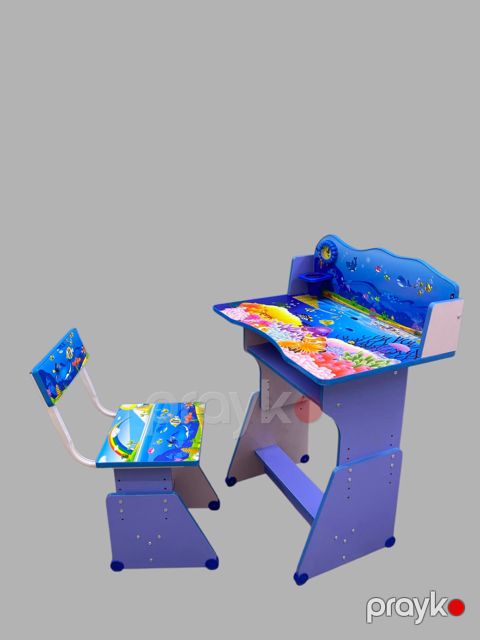 Məktəbli masası və oturacaq, Taxta, Göy, 78x56x11 sm — Bakı