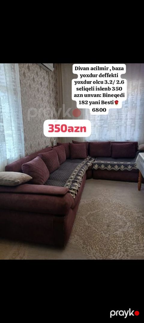 Divan acilmir baza yoxdur deffekti yoxdur olcu 3.2/ 2.6 seliqeli — Digah