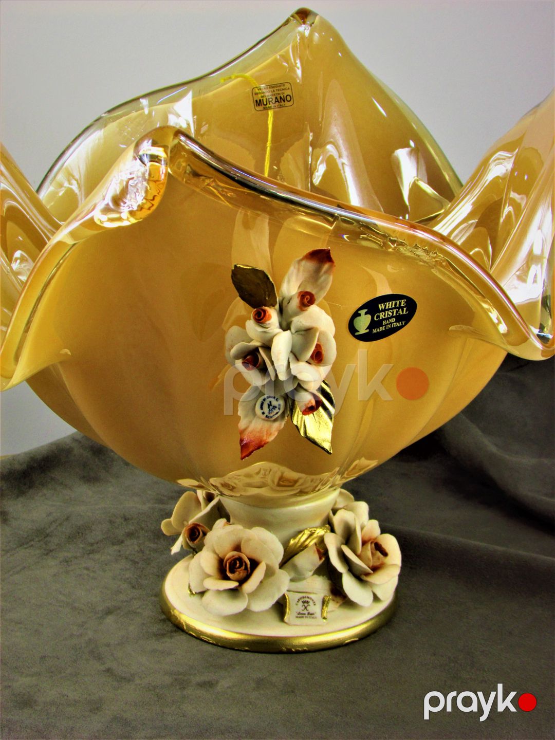 Meyvə qabı Murano Tulipano 3800HNY, bərkidilmiş şüşə, bej, 30x37 sm — Mallar, Bakı (2)