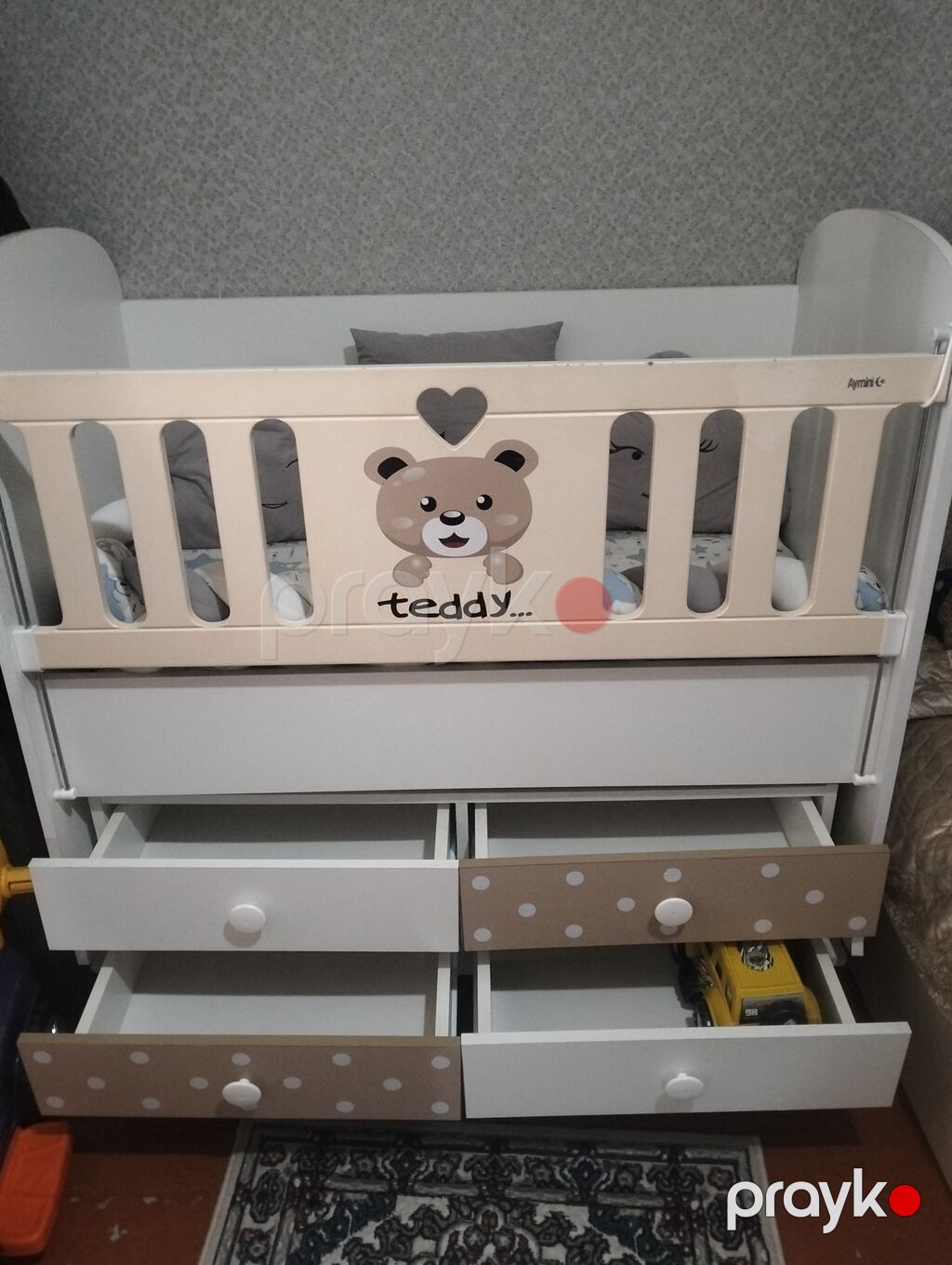 Uşaq çarpayısı və komodlu beşik dəsti - Model: “Teddy” dizaynlı — Bəşikləri, Bakı (3)