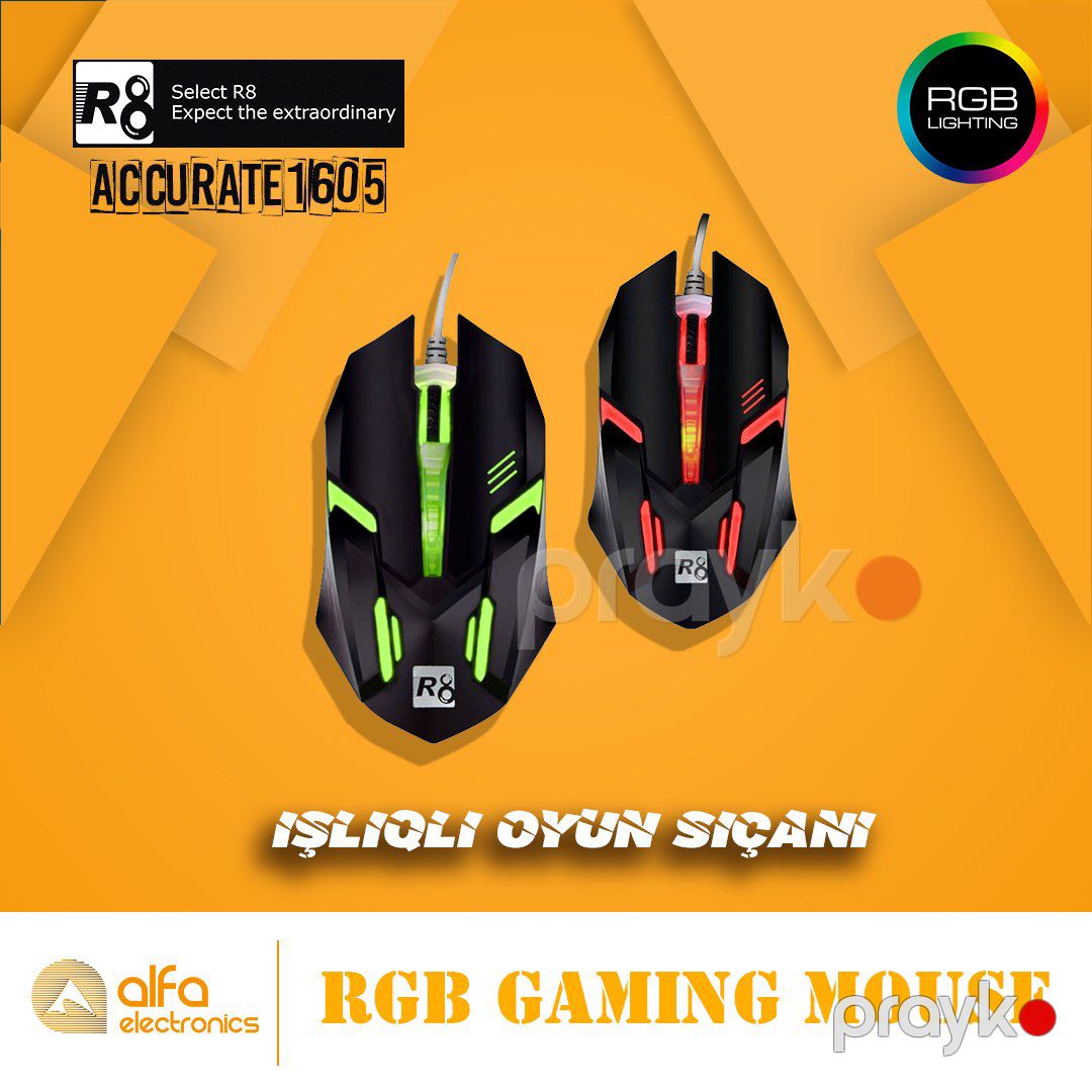 İşıqlı oyun siçanı "R8 Accurate 1602L" — Periferik cihazlar, Bakı (2)