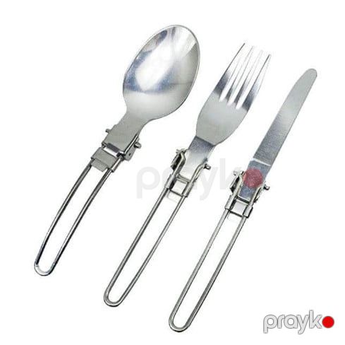 Turist qab-qacağı 3Set paslanmayan poladdan portativ qatlanan bıçaq, qaşıq, çəngəl dəsti - prl_991157 — Mallar, Bakı (2)