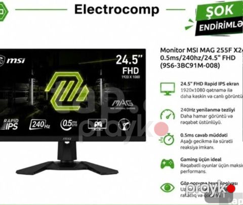 Msi 240 hz 05ms 24.5 inç 3 həfdə olar alınıb az işlənib Satılır — Bakı