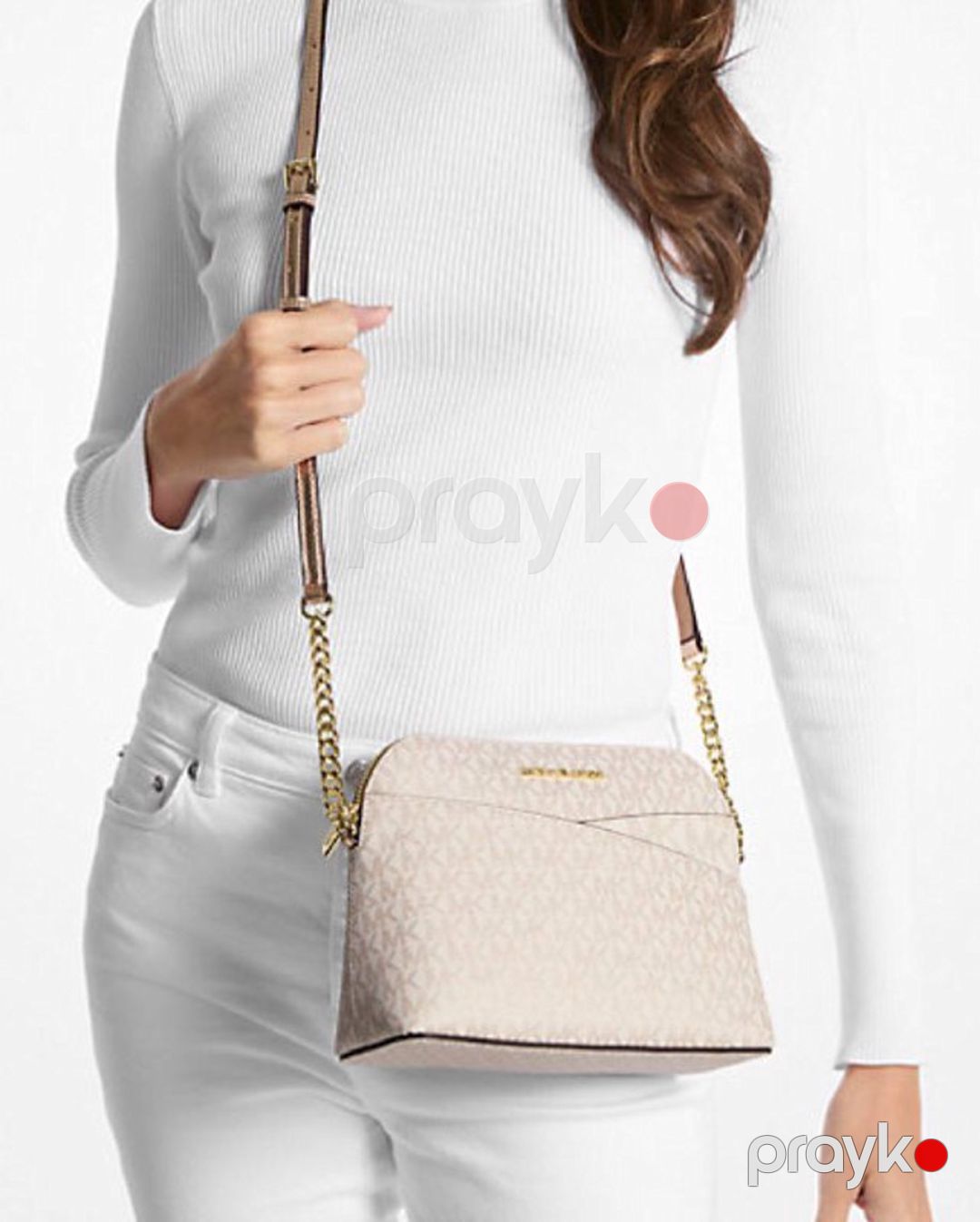 Kross-bodi çanta Michael Kors Jet Set Large Logo 35S1GTTC9B, Bej — Mallar, Bakı (2)