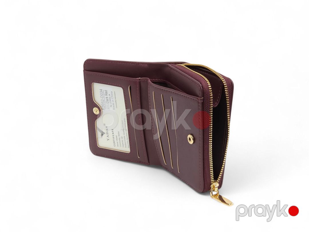 Portmone Yadas, tünd qırmızı, poliuretan, 9x12 sm — Mallar, Bakı (3)