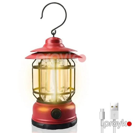 Çadır lampası LED, retro stil, yenidən doldurula bilən, dəyişdirilə bilən, portativ, suya davamlı, yüngül, elektrik kəsintiləri və fövqəladə hallar üçün - prl_99155 — Mallar, Bakı (2)