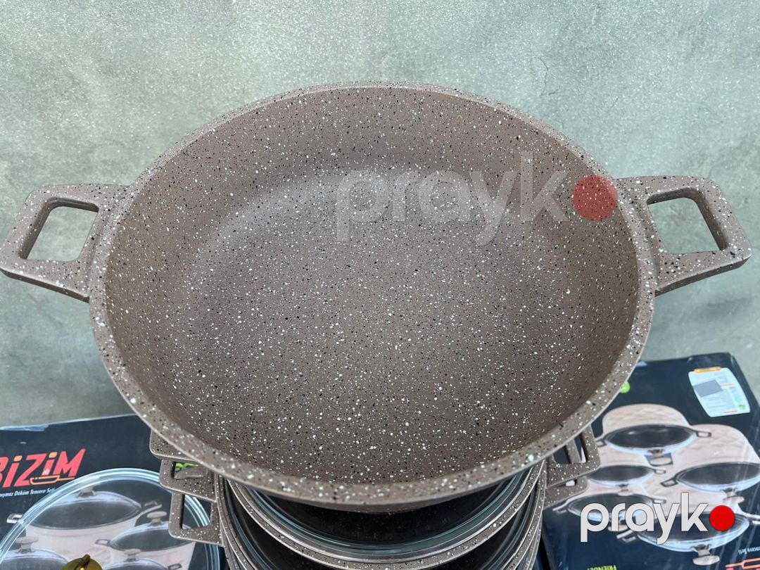 Qazan dəsti RB001_210967, qranit, 4 mm, qəhvəyi, şüşə qapaqlı, 10 parça - RB001_210967 — Mallar, Bakı (2)