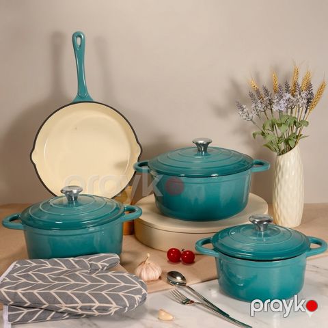 Qab-qacaq dəsti, çuqun, firuzəyi, 7 parça — Bakı