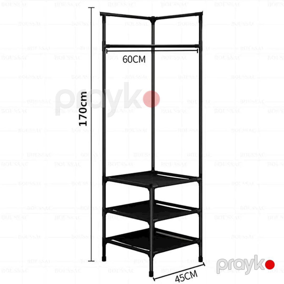 Geyim üçün künc asılqan, metal, qara, 3 mətrəbəli, 170x45x60 sm — Mallar, Bakı (3)