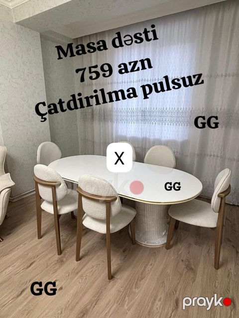 Masa dəsti – 6 nəfərlik Qiymət: 759 AZN Çatdırılma pulsuz - Dəst: 1 — Bakı