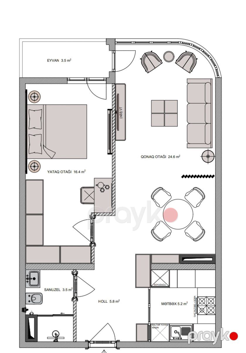 2-otaqlı yeni tikili, Xırdalan ş., 63 m² — Mənzil, Xırdalan (2)