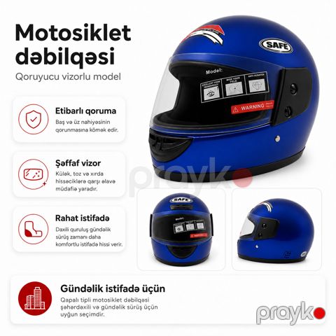 Motosiklet dəbilqəsi Göy rəng — Bakı