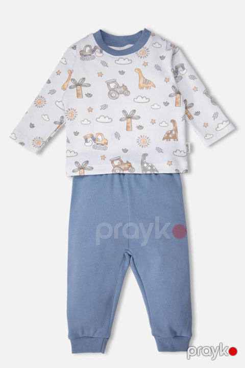 Şalvarlı pijama dəsti Bebetto F1544, mavi, pambıq, 12-18 ay — Bakı