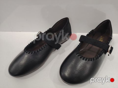 Qadınlar üçün yumru burun baletkalar 49170117, təbii dəri, qara, ölçü 38 — Bakı