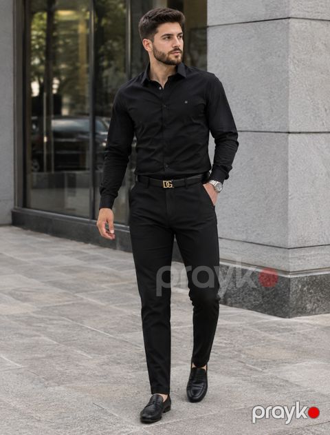Klassik şalvar 2673284, qara, pambıq, ölçü 34 — Bakı