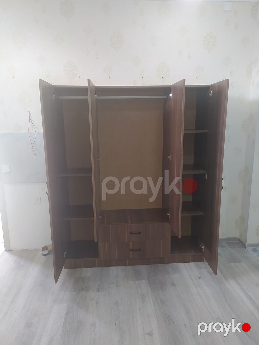 Dörd qapılı paltar şkafı – qoz rəng - Material: laminat/LDSP, qoz — Şkaflar, Bakı (2)
