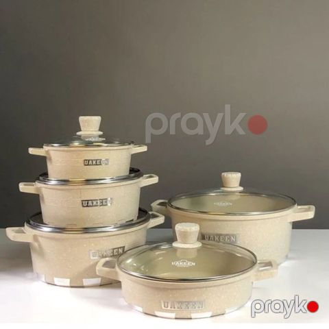 Qazan dəsti Uakeen, SU-LI0409, Tökmə qranit, 20 sm/24 sm/28 sm/32 sm, krem — Bakı