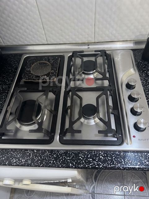 Quraşdırılan qaz plitəsi – 4 gözlü, paslanmayan polad səth — Bakı