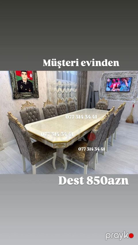 XMD Mebel – Yemək masası və stul dəsti - Masa ölçüsü: 1×2 m - Qiymət — Bakı
