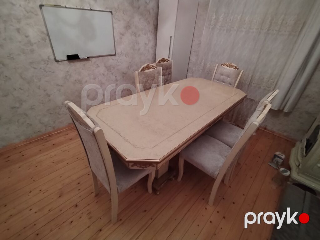 Qonaq otağı üçün, İşlənmiş, Açılmayan, Dördbucaq masa, 6 stul — Masalar və stullar, Qobu (2)