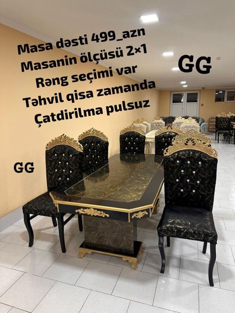 Yeni və Sifarişlə Masa dəsti 499_azn Masanin ölçüsü 2×1 Rəng seçimi — Saray