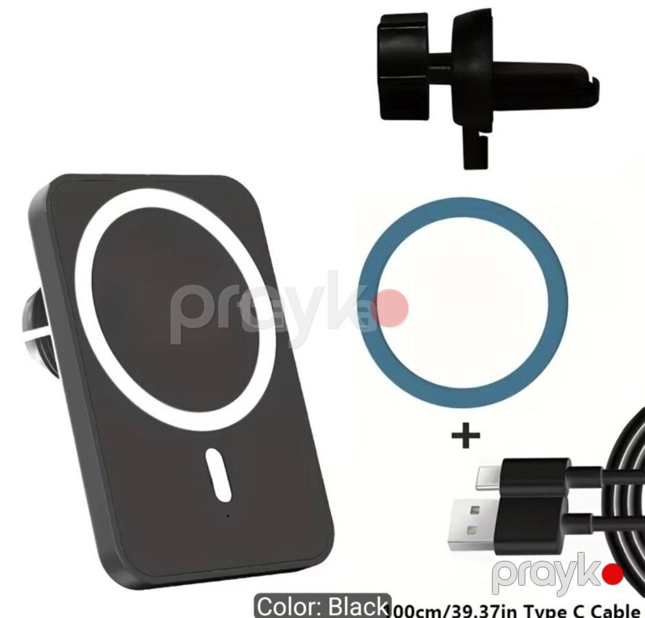 IPhone 17 16 15 14 13 12 Pro Max Mini üçün 15W Maqnitli Simsiz Maşın Şarj Cihazı – Sürətli Şarj, USB — Masaüstü plitələr (2)