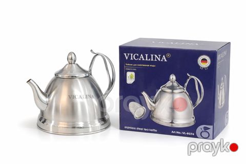 Dəmləmə çaydanı Vicalina, paslanmayan polad, gümüşü, 1 l — Bakı