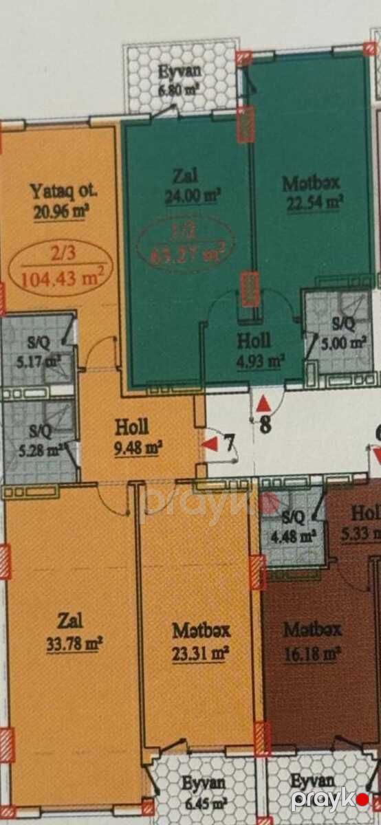 2-otaqlı yeni tikili, Ziya Bünyadov pr., 104.4 m² — Mənzil, Bakı (3)