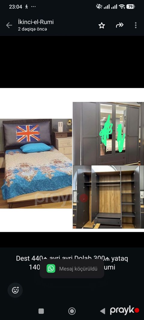 Dest 440₼ ayri ayri Dolab 300₼ yataq 140₼ .Unvan Xirdalan &Rumi — Bakı