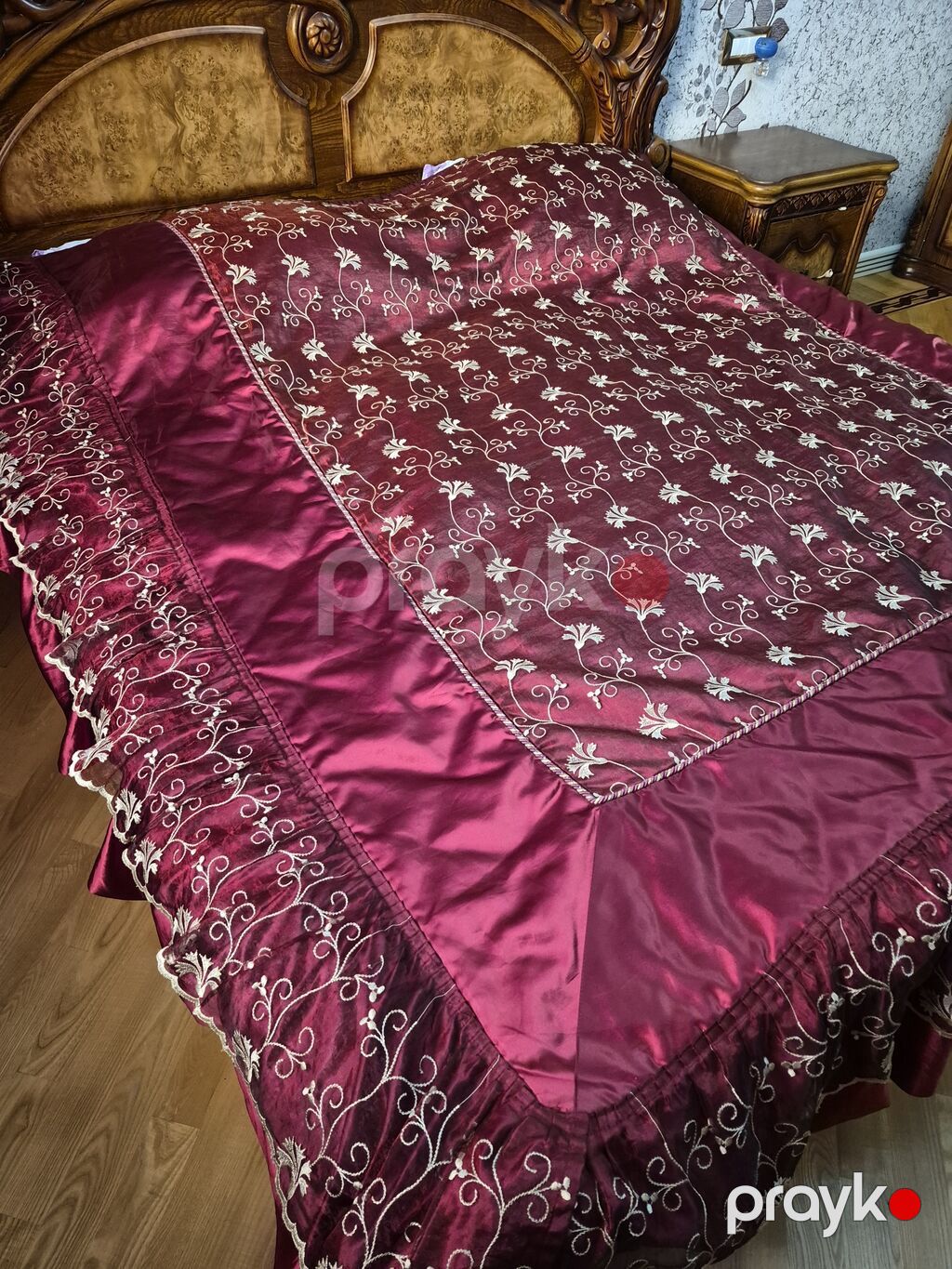 Bordo rəngli pərdə və yataq örtüyü dəsti - Rəng: dərin bordo/şərab — Pərdələr, kornişlər, jalüzilər, Bakı (4)
