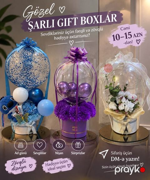 Gözəl şarlı gift boxlar – fərqli və zövqlü hədiyyə axtaranlar üçün — Bakı
