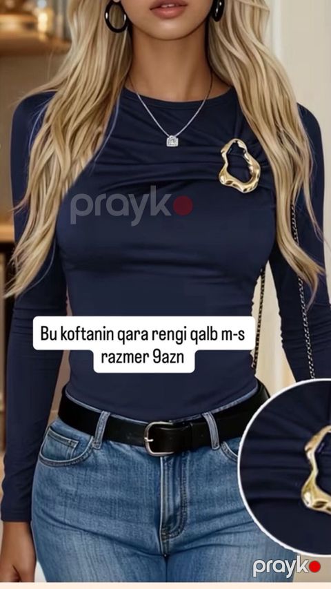 Qadın koftası – qara rəng - Uzunqol, bədənə oturan kəsim - Döş — Bakı