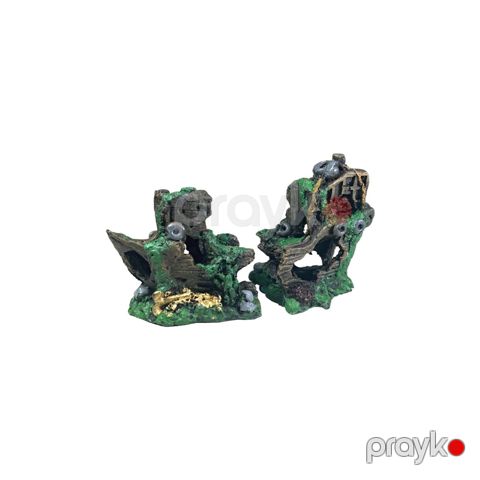 Akvarium üçün aksessuar Zoomir, batmış gəmi şəklində, 15х9 sm, yaşıl — Bakı