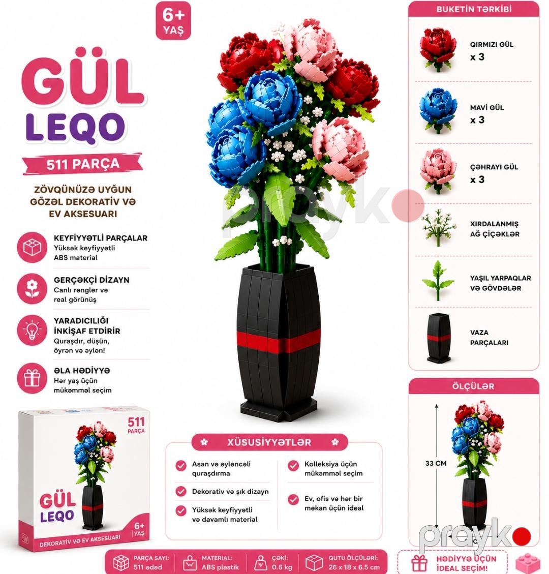 Konstruktor qızlar üçün Flower ABC_0032, 6+ yaş, 511 detal — Mallar, Bakı (2)