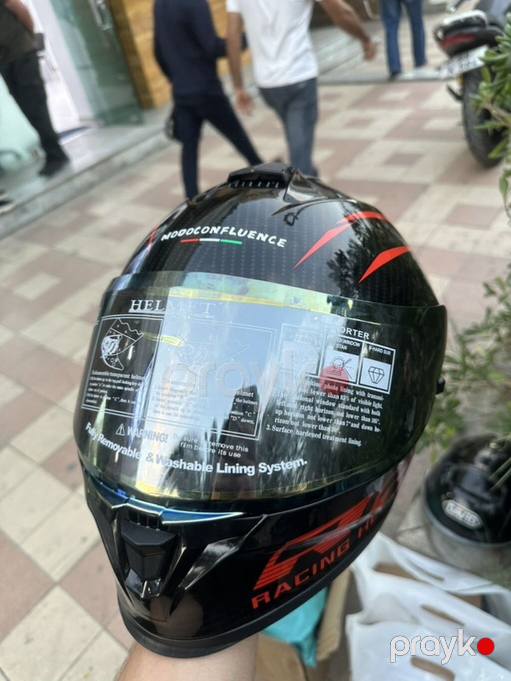 Motodonfluence tam üzlü motosiklet dəbilqəsi - Korpus: karbon lif — Motosiklet geyimi, Bakı (2)