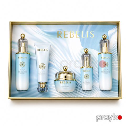Üz üçün qulluq kosmetika dəsti Rebelis Blue Chamomile (krem 50 q + yuyunma geli 100 q + essensiya + emulsiya 120 ml + tonik 120 ml) — Bakı