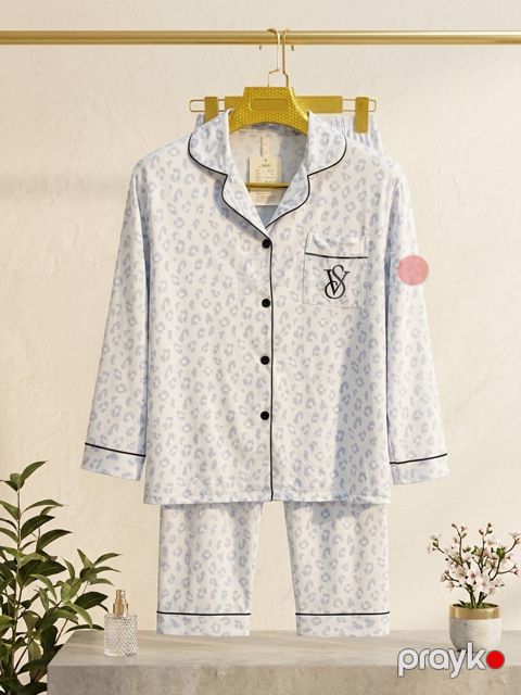 Qadınlar üçün şalvarlı pijama dəsti, mavi, pambıq, ölçü 2XL — Bakı