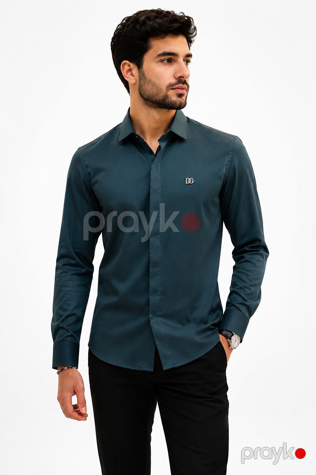 Kişi köynəyi 2670795, yaşıl, pambıq, ölçü L — Mallar, Bakı (2)