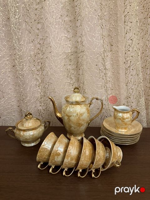 Çay dəsti, rəng - Qızılı, Farfor, 6 nəfərlik — Bakı