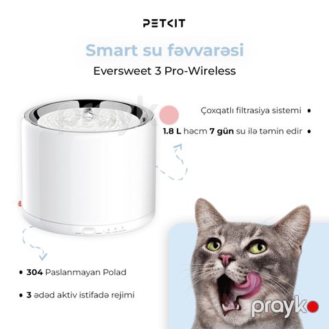Ağıllı su qabı Petkit Eversweet 3 Pro-Wireless, 1.8 l — Bakı