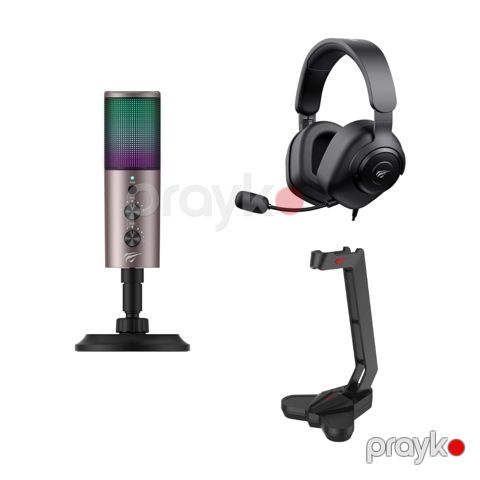 Havit kombo – Havit GK61 Recording Live Microphone + Havit H2230d Gaming Qulaqlıq + Havit HY505 Gaming stand (HAV-MHS-172) — Bakı