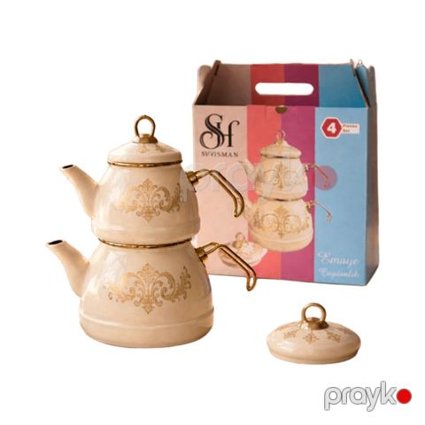Çaydan Shosman Emal 2-li (5948) Dekorlu Cream — Bakı