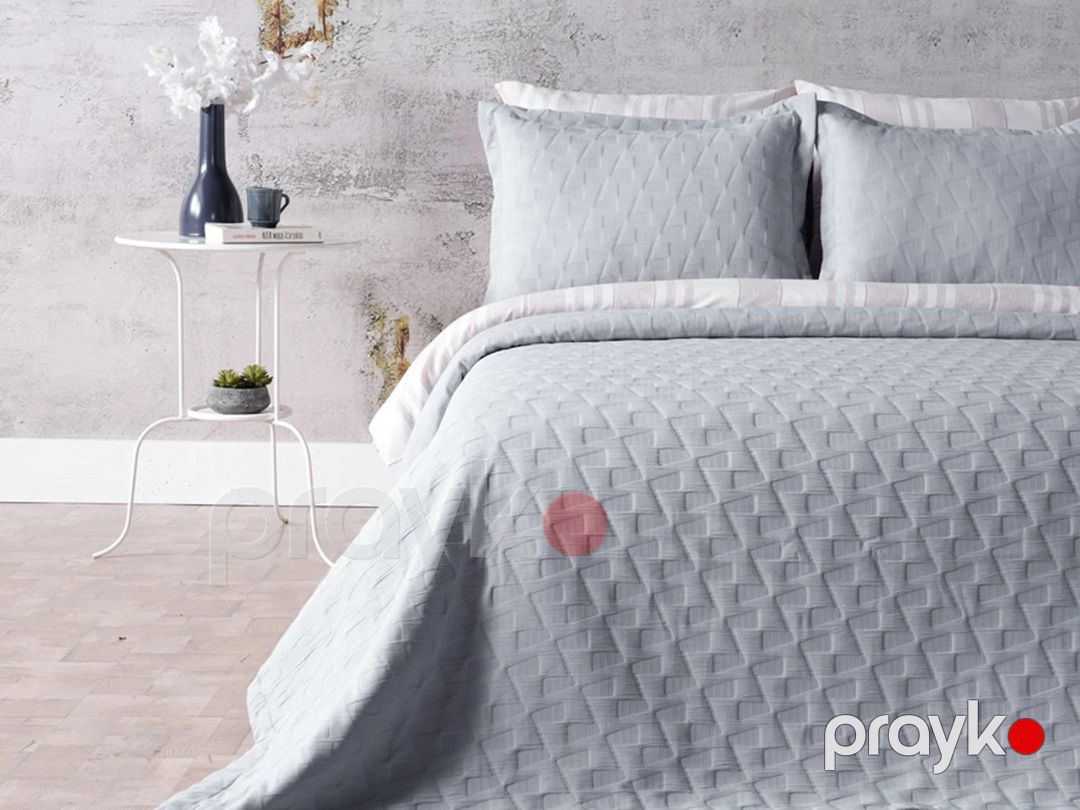 Örtük və yastıq üzü dəsti Doqu Home, örtük 185x245 sm, 2 əd yastıq üzü 50x70 sm, pambıq, boz — Mallar, Bakı (2)