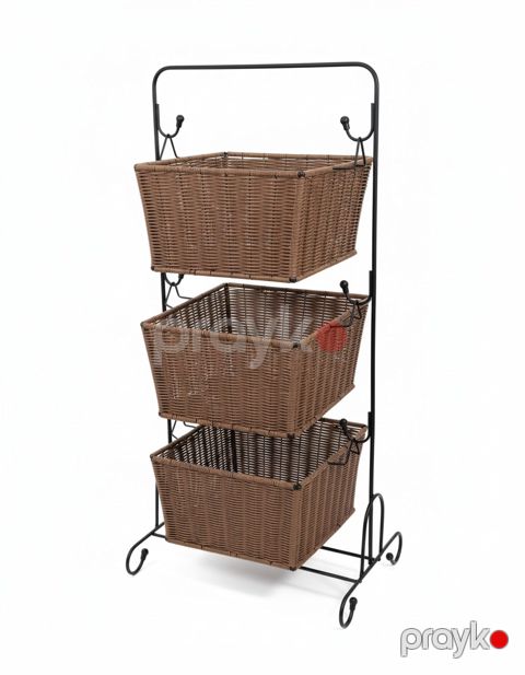 Etajerka NP17, metal/həsir, açıq qəhvəyi, 80x26x30 sm — Bakı