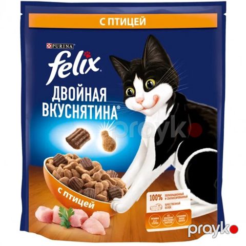 Quru yem Felix Двойная вкуснятина, yetkin pişiklər üçün, quş əti ilə, 600 qr — Bakı
