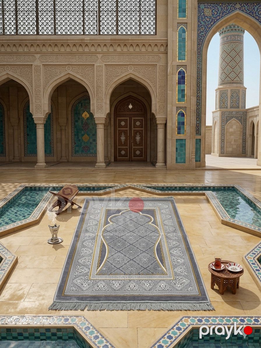 Namaz xalçası 5679, məxmər, boz, 110х68 sm — Mallar, Bakı (3)