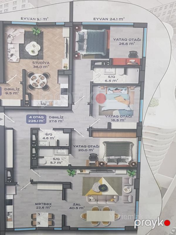 Satılır 4 otaqlı Bina evi menzil (Yeni tikili), 226.1 m², Nərimanov rayonu — Mənzil, Bakı (6)