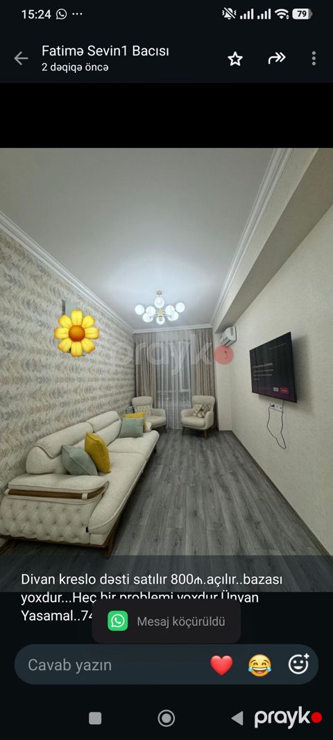 Divan kreslo dəsti satılır 800₼.açılır. bazası yoxdur. Heç bir — Bakı