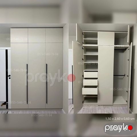 Minimalist dizaynda üç qapılı qarderob şkafı Ölçülər: 1,50 m (eni) x — Bakı