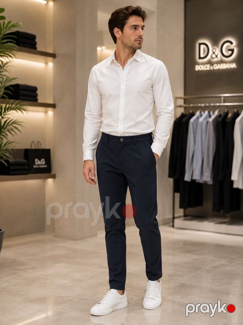 Kişilər üçün klassik şalvar, tünd göy, pambıq, ölçü 31 — Bakı